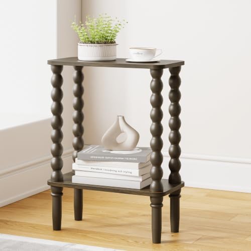 Veegle Narrow Side Table Small End Table for Small Spaces Walnut Brown