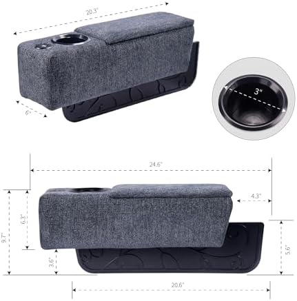 Multifunctional Sofa Armrest, Couch Armrest with Cup Holder, Removable Sofa Caddy with Storage,Equipped with LED Reading Light&Wireless Charge Stand, Navy