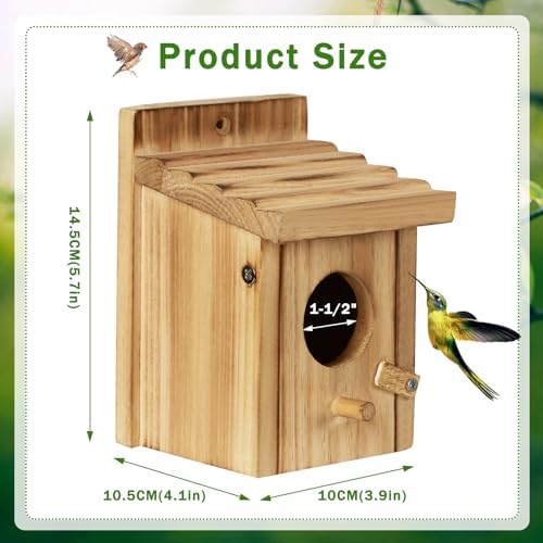 Small Wooden Birdhouse with Front Cleaning Door