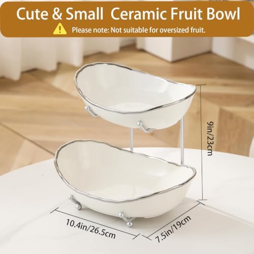 2 Tier Fruit Bowl, Ceramic Fruit Basket for Kitchen Counter 2