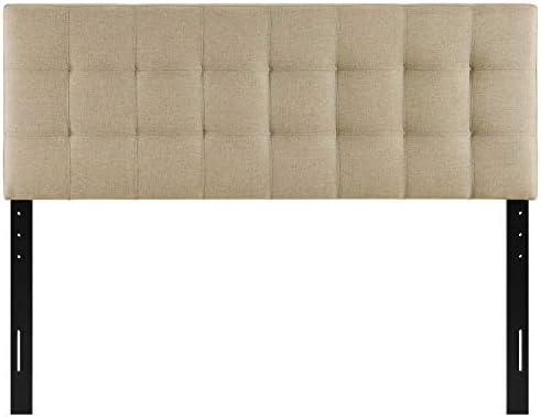 Modway Lily Tufted Linen Fabric Upholstered Full Headboard in Beige