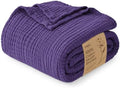 Love's cabin 100% Cotton Muslin Blanket Twin XL Size for Bed, Purple