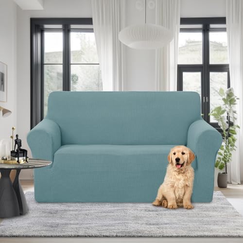 U-NICE HOME Loveseat Cover Stretch Couch Cover Sofa Slipcover, Light Blue