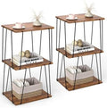 KJGKK Side Table Set of 2, Tall End Table, Small Accent Table, Bedside Table for Living Room, Bedroom, Rustic Brown & Black