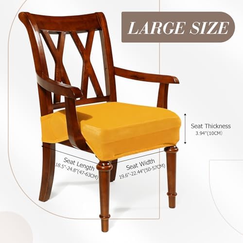 Havawish Extra Wide Dining Chair Seat Covers, Yellow, Velvet, 1 Pcs
