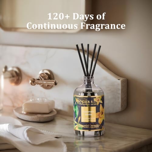 Cocorrína Reed Diffuser Refill Cashmere Vanilla 10.15oz (300ml) with 8 Sticks - Premium Long-Lasting Scented Oil Home Fragrance for Bedroom, Bathroom Home Decor