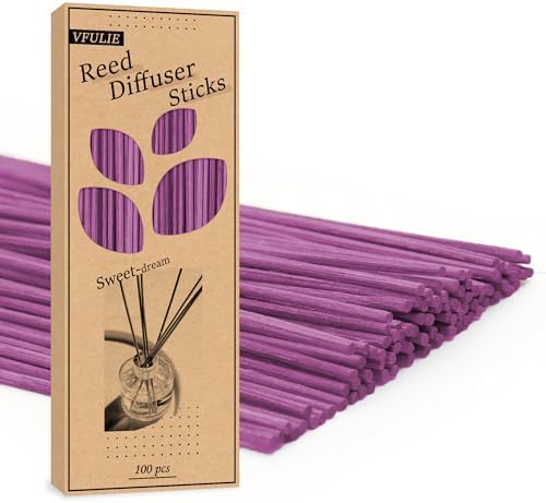 VFULIE 100PCS Reed Diffuser Sticks, Refill Replacement for Aroma Fragranc (100, Violet)