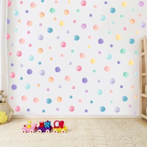 153 Pcs Watercolor Polka Dot Wall Decals Peel & Stick Vinyl Dots Stickers for Bedroom, Nursery, Playroom & Classroom Decor