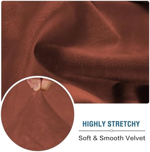H.VERSAILTEX Velvet Stretch Individual Couch Cushion Cover Plush Cushion Slipcover for Loveseat Sofa Cushion Furniture Protector Seat Cushion Sofa Cover (1 Piece Sofa Cushion Cover, Rust)