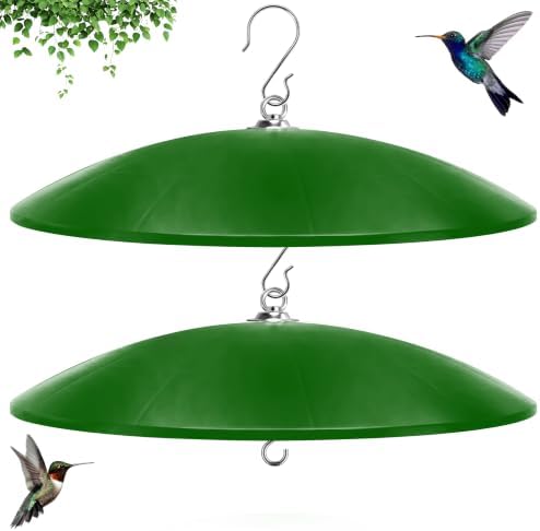 19.25-Inch Extra Large Squirrel Baffle,Hummingbird Feeder Shade Dome Cover, Bird Feeder Rain Guard, Hanging Squirrel Proof for Shepherd's Hook Outdoors (Green) 2 Pack
