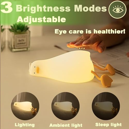 Cute Duck Night Light,Lying Duck Night Light for Kids,Silicone Squishy Lamp
