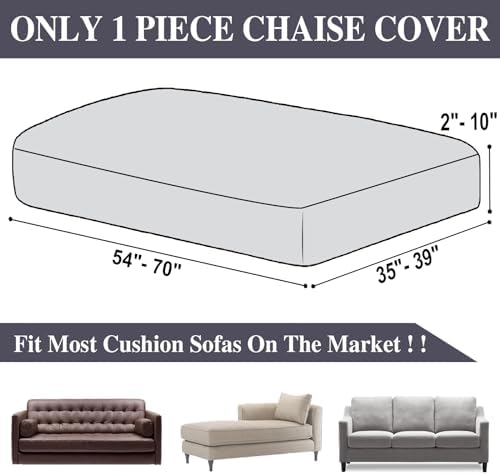LA MEACK Chaise Couch Cushion Cover Washable Separate Seat Stretch Sectional Sofa Slipcover (1 Piece for Chaise or Sofa 3-Seater, Dark Grey)