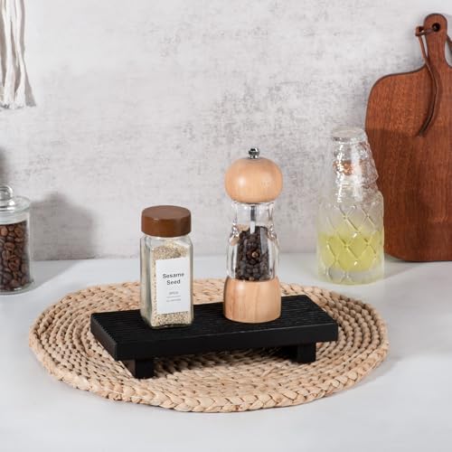 Bathroom Sink Tray Wood Riser Display Kitchen Decor Soap Holder, Black