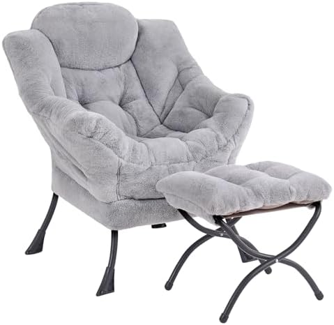 LITA Lazy Chair with Ottoman, Comfy Accent Reading Chair