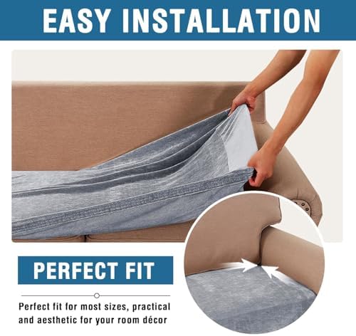 H.VERSAILTEX Chenille Sofa Covers for 2 Cushion Couch Stretch Cushion Cover Thick Soft Sofa Slipcovers All Seasons Universal Sofa Covers Washable(2 Seater Loveseat Cushion Cover,Bluish Grey)