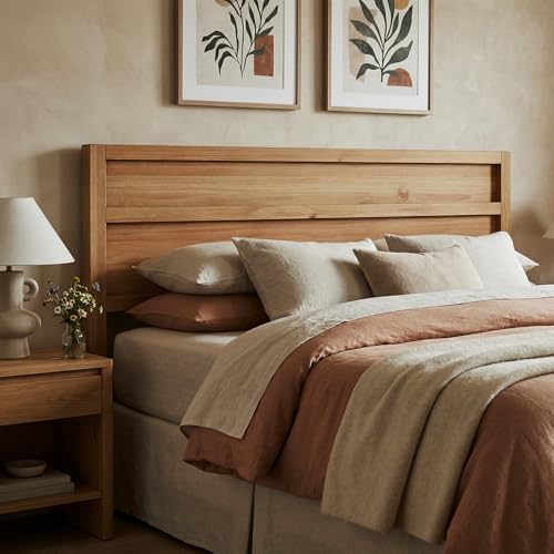 ComfIQ Serene Wood Panel Headboard with Clean-Line Design, King, Pine