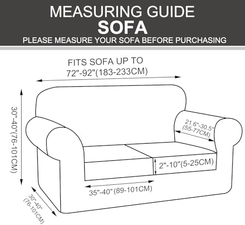 3 Pieces Stretch Couch Cover for 2 Cushion, Sofa, Beige