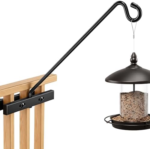 17Inch Deck Hook, Deck Bird Feeder Hanger for Railing, 15lbs Capacity