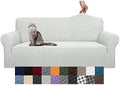 YEMYHOM Couch Cover Latest Jacquard Design High Stretch Sofa Covers for 3 Cushion Couch, Pet Dog Cat Proof Slipcover Non Slip Magic Elastic Furniture Protector (Large, Ivory)