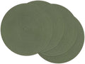 SHACOS Round Placemats Set of 4 Washable 15 inch Round Table Mats Cotton Polyester Woven Braided Place Mats for Dining Table Wedding Party Decor (Olive Green, 4)