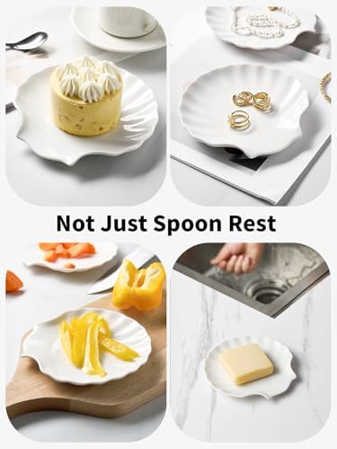 ABRUTY Spoon Rest for Stove Top, Ceramic Spoon Holder for Counter, Modern Farmhouse Decor Accessories for Spatula, Spoons or Tongs