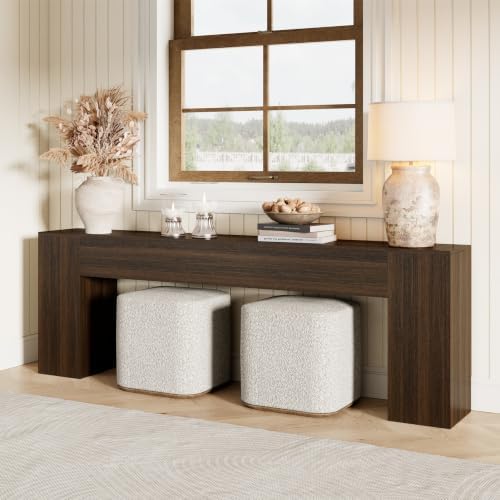 Epecoya Console Table for Living Room 94.5-Inch, Walnut Brown