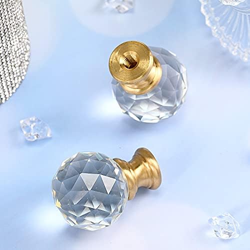 Mudder 2 Pcs Crystal Lamp Finial Diamond Knob 1-3/4 Inches,Gold Base