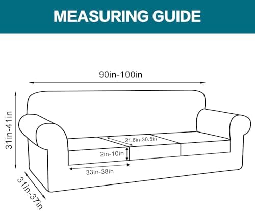 Turquoize 4 Piece Sofa Covers for 3 Cushion Couch Sofa Slipcover Soft Couch Cover for Dogs Washable Furniture Cover with 3 Individual Large Cushion Covers Feature Fabric (Large Sofa, Black)