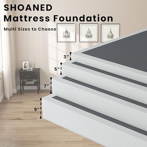 Twin Size Box Springs - 3 Inch Low Profile Mattress Foundation No Noise Heavy Duty Metal Basics Bed Base with Clean Fabric Cover, Easy Assembly