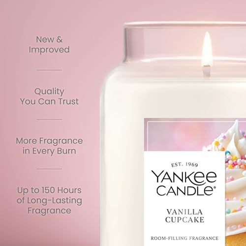 Yankee Candle Vanilla Cupcake, Scented Candle, 22oz Large Jar with up to 150 Hour Burn Time, Giftable, Birthdays (Pack of 4)