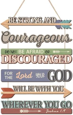 HLNIUC Christian Bible Verse Wood Decor, Religious Scripture Wooden Hanger,Vintage Arrow Encourage Hanging Signs,Courage Scripture Wood Wall Decor,Do Not Be Afraid Wall Sign For Living Room Bedroom