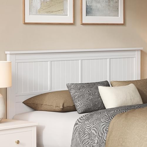 ComfIQ Serene Wood Panel Headboard with Window-Pane Design, King, White