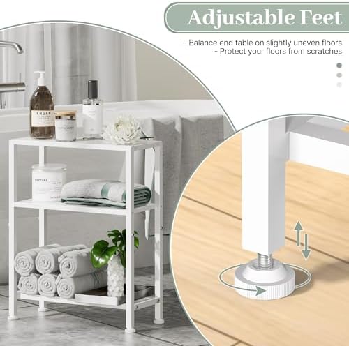 Narrow Side Table Set of 2, 2-Tier Small End Table,Slim Nightstand