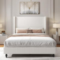 Queen 54" Tall Headboard Wingback Upholstered Bed Frame Beige