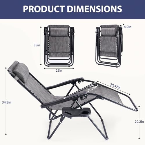 Sweetcrispy Zero Gravity Chairs Set of 2, Folding Lounge Chairs