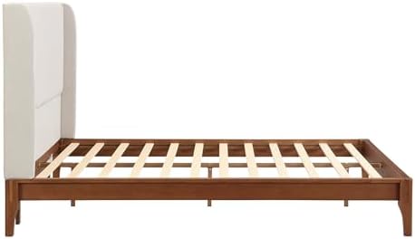 GDFStudio Ceyety Queen Size Wingback High Headboard, Upholstered Linen Fabric Headboard, Bamboo Wood, Easy Assembly, 48''H, Tan