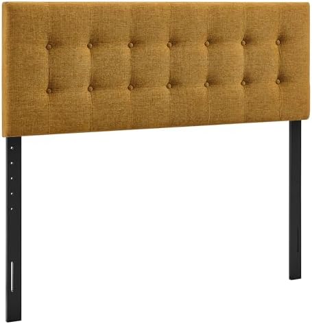Modway Emily Full Size Performance Fabric Headboard in Copper - Linen-Like Upholstery with Button Tufting and 7 Adjustable Height Positions