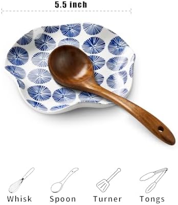 ABRUTY Spoon Rest for Stove Top, Ceramic Spoon Holder for Counter, Modern Farmhouse Decor Accessories for Spatula, Spoons or Tongs