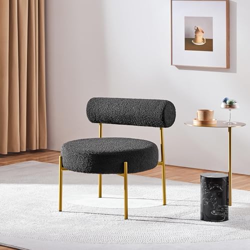 Topeakmart Modern Vanity Chair, Armless Accent Chair, Black