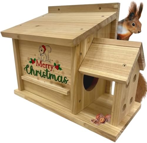 MrHN Squirrel House - Squirrel Houses for Outside Nesting (Christmas Theme)