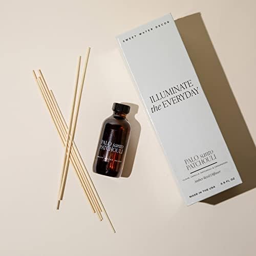 Sweet Water Decor Palo Santo Patchouli Reed Diffuser Set, 3.5 fl oz