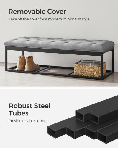 SONGMICS Storage Ottoman Bench, Foot Rest with Legs, Load up to 661.4 lb