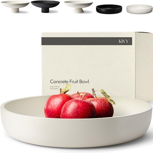 KIVY Concrete Fruit Bowl for Kitchen Counter - Large Decorative Bowl