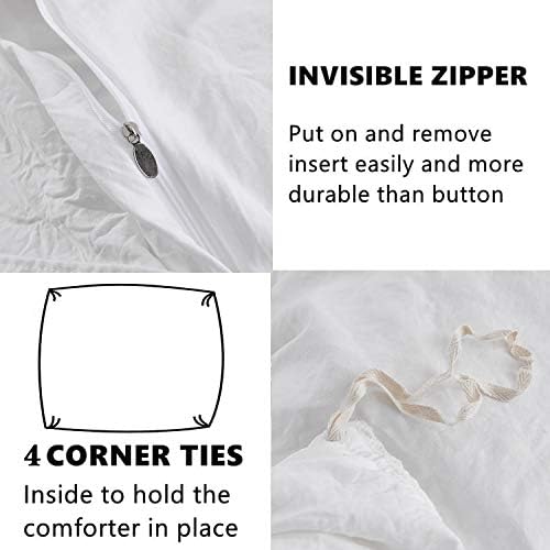HIG 3 Piece Pre-Washed Off White King Duvet Cover Set