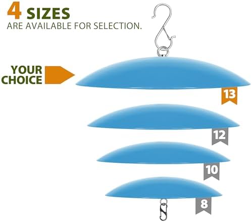 13" Bird Feeder Rain Guard, Hummingbird Feeder Shade Dome Cover, Hanging Baffle for Bird Feeder Pole,Smart Birds Feeder's Umbrella(Translucent Blue), 1 Pack