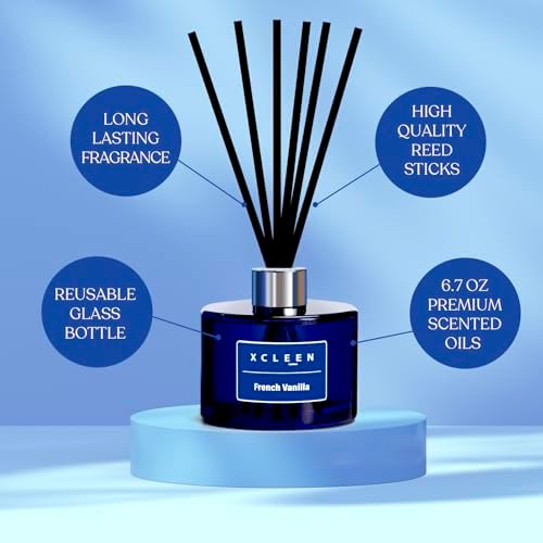 Xcleen Reed Diffuser Set, 6.7Oz French Vanilla Scented Oil Diffuser for Home & Office Decor, Air Freshener for Anyroom