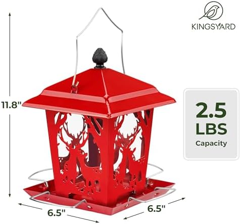 Kingsyard Metal Bird Feeders for Outdoors Hanging, Wild Hopper Bird Feeder