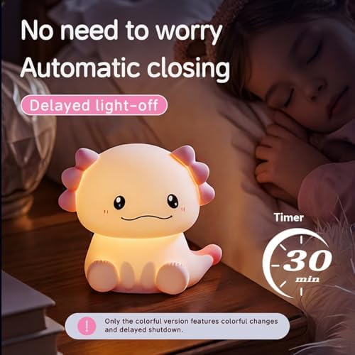 Axolotl Lamp with 7 Colors ,Rechargeable Light Table Lamp Bedside Lamp