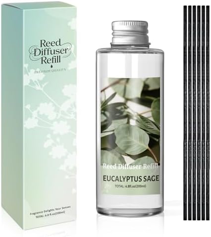 SCENTORINI Reed Diffuser Oil Refill Set, Eucalyptus Sage Scent, 6.76 Oz