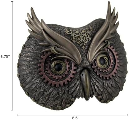 Veronese Design Resin Decorative Plaques Metallic Bronze Steampunk Owl Head Wall Mask 8.5 X 6.75 X 3.5 Inches